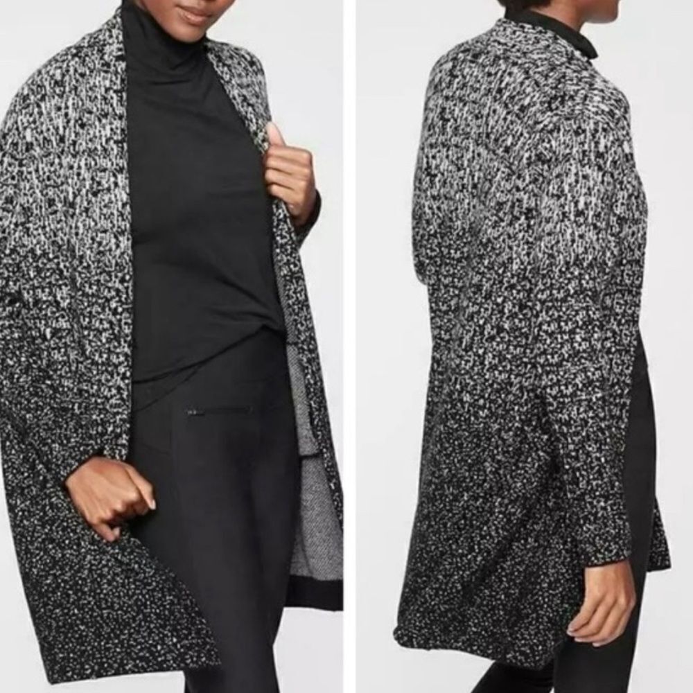 Athleta Size Small Wythe Black Ombré Wool Cashmere Sweater Coat Long Sleeve